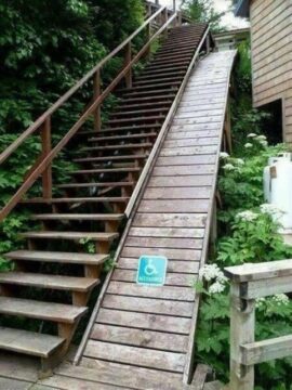 wheelchair ramp that is too steep to use